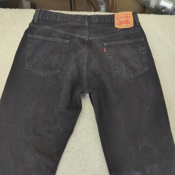 Levi's 505 Regular Straight Leg Pants Black Wash Jeans Men's W36 L36 Rigid Denim - Picture 5 of 9